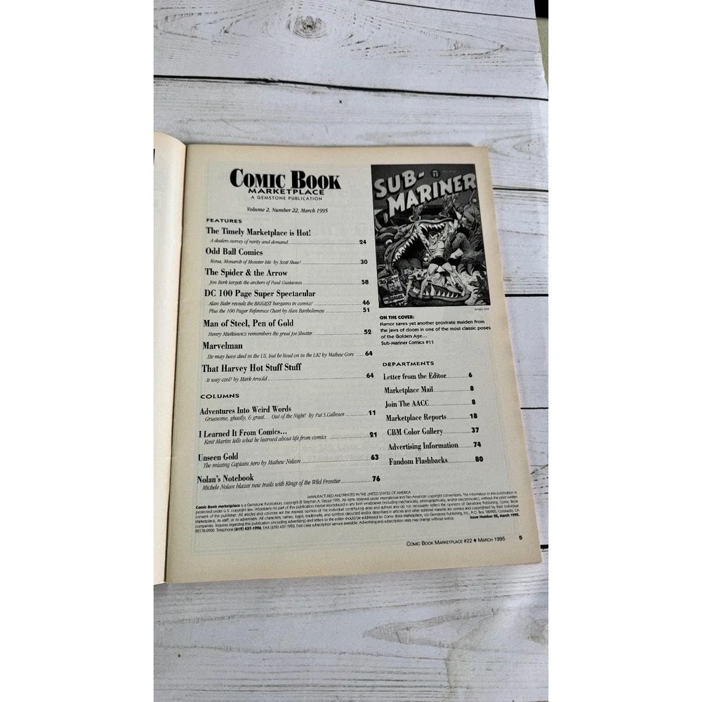 Comic Book Marketplace #22 March 1995 Sub-Mariner Captain Aero Golden Silver Age